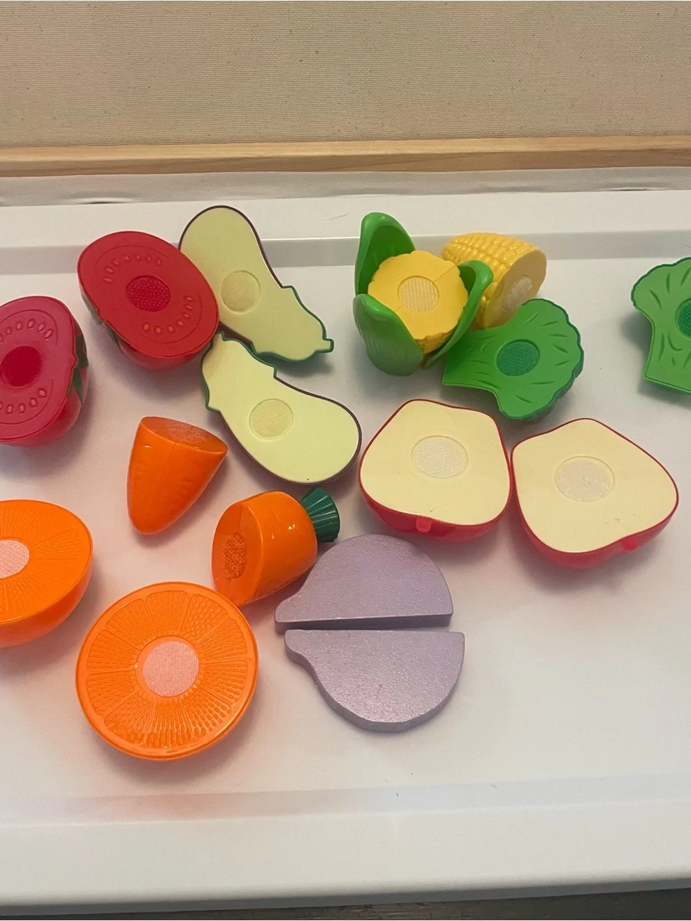 Pretend Play Colorful Cutting fake food Toy lot with wooden knife